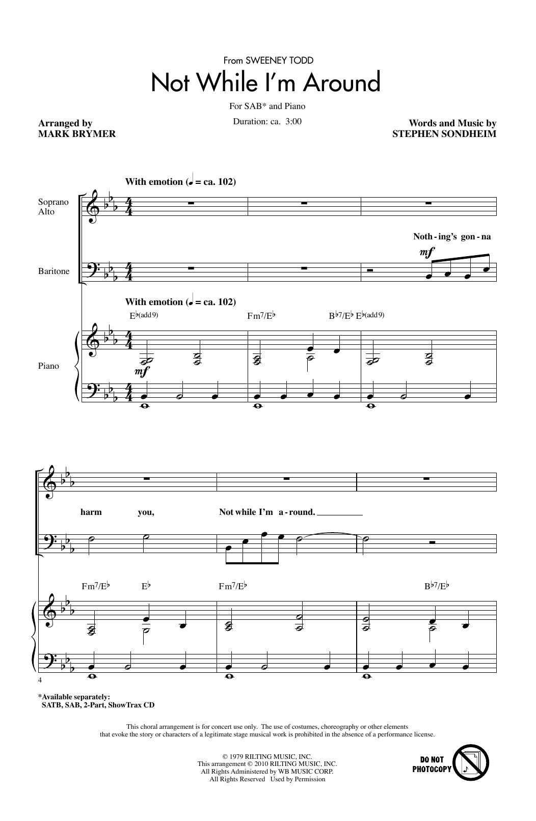 Produktbild zu: Not While I'm Around (from Sweeney Todd) (arr. Mark Brymer)
