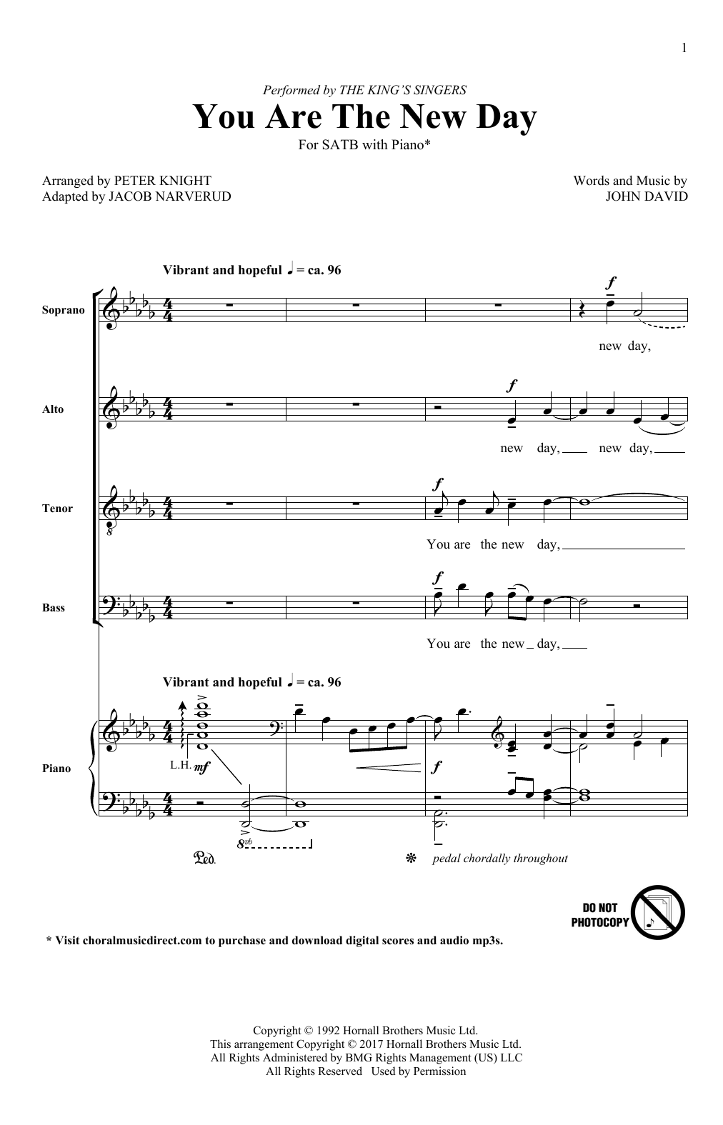 Produktgalerie: Seite 1 von 1 You Are The New Day (adapt. Jacob Narverud), The King's Singers, Chor