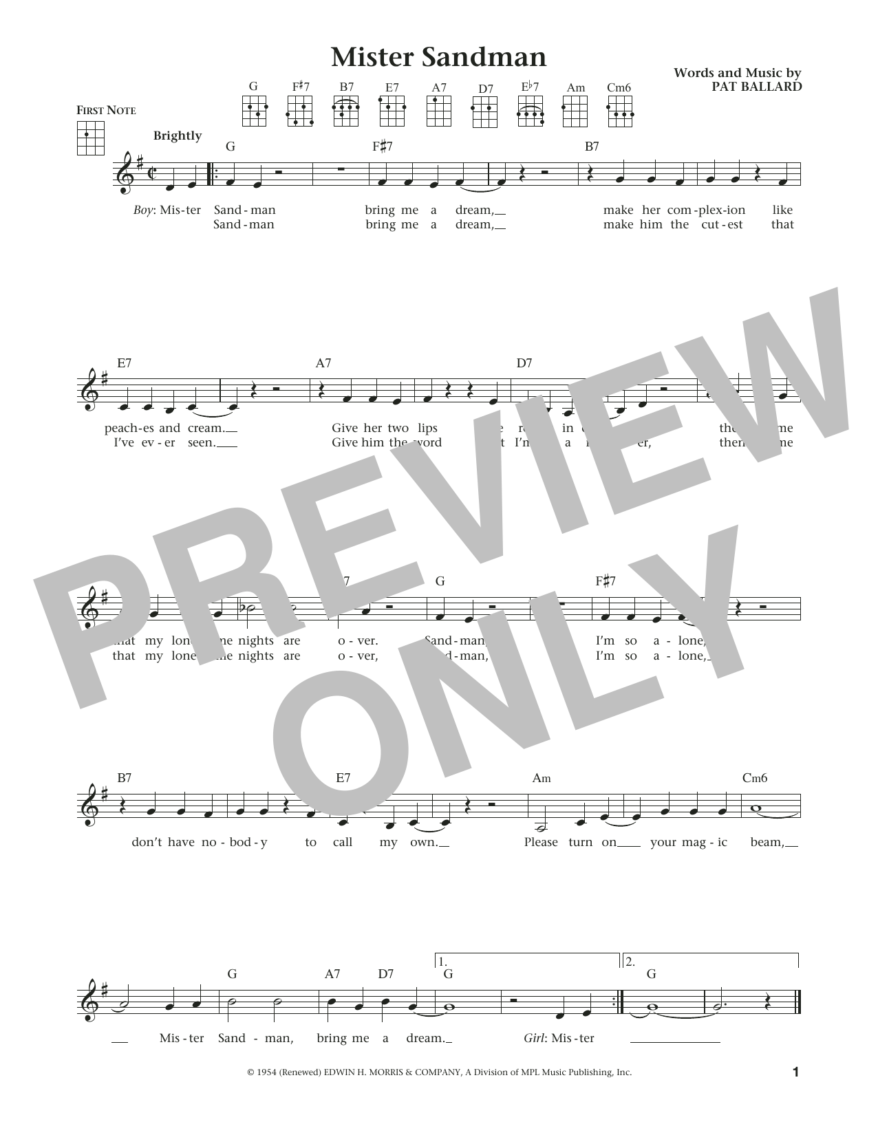 Product gallery: Page 1 of 1 Mister Sandman (from The Daily Ukulele) (arr. Liz and Jim Beloff), The Chordettes