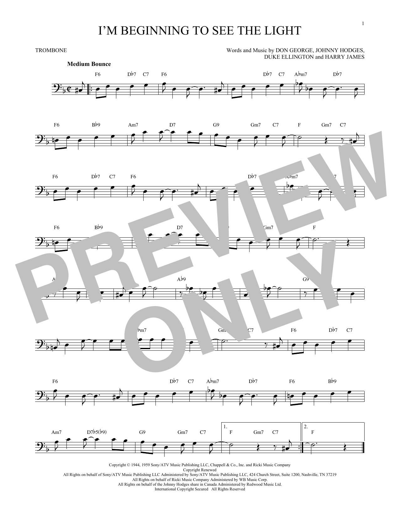 Product gallery: Page 1 of 1 I'm Beginning To See The Light, Duke Ellington