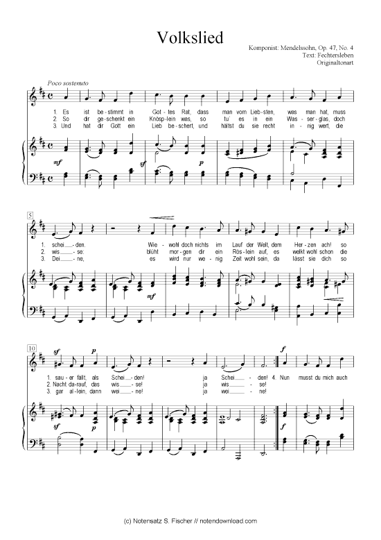 Product picture to: Volkslied  Mendelssohn