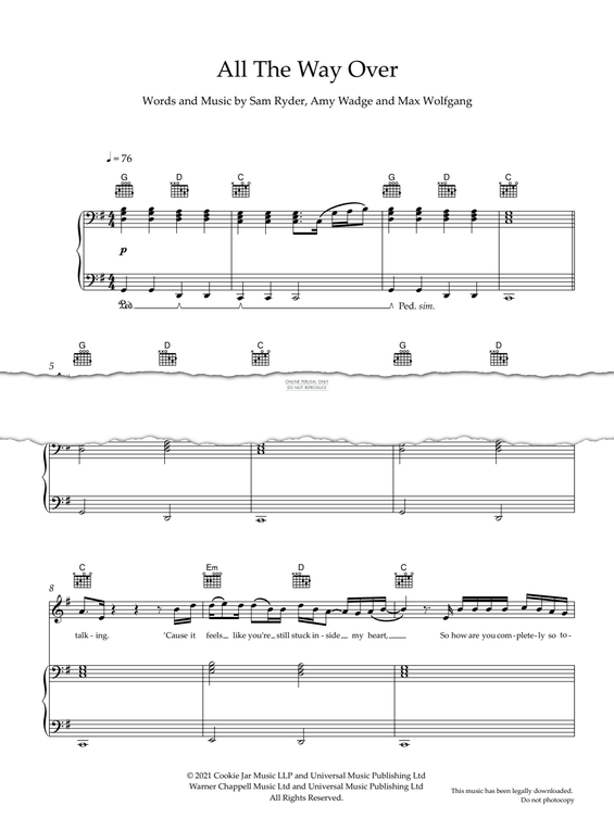 Produktgalerie: Seite 1 von 1 All The Way Over, Sam Ryder, Gesang, Gitarre, Klavier