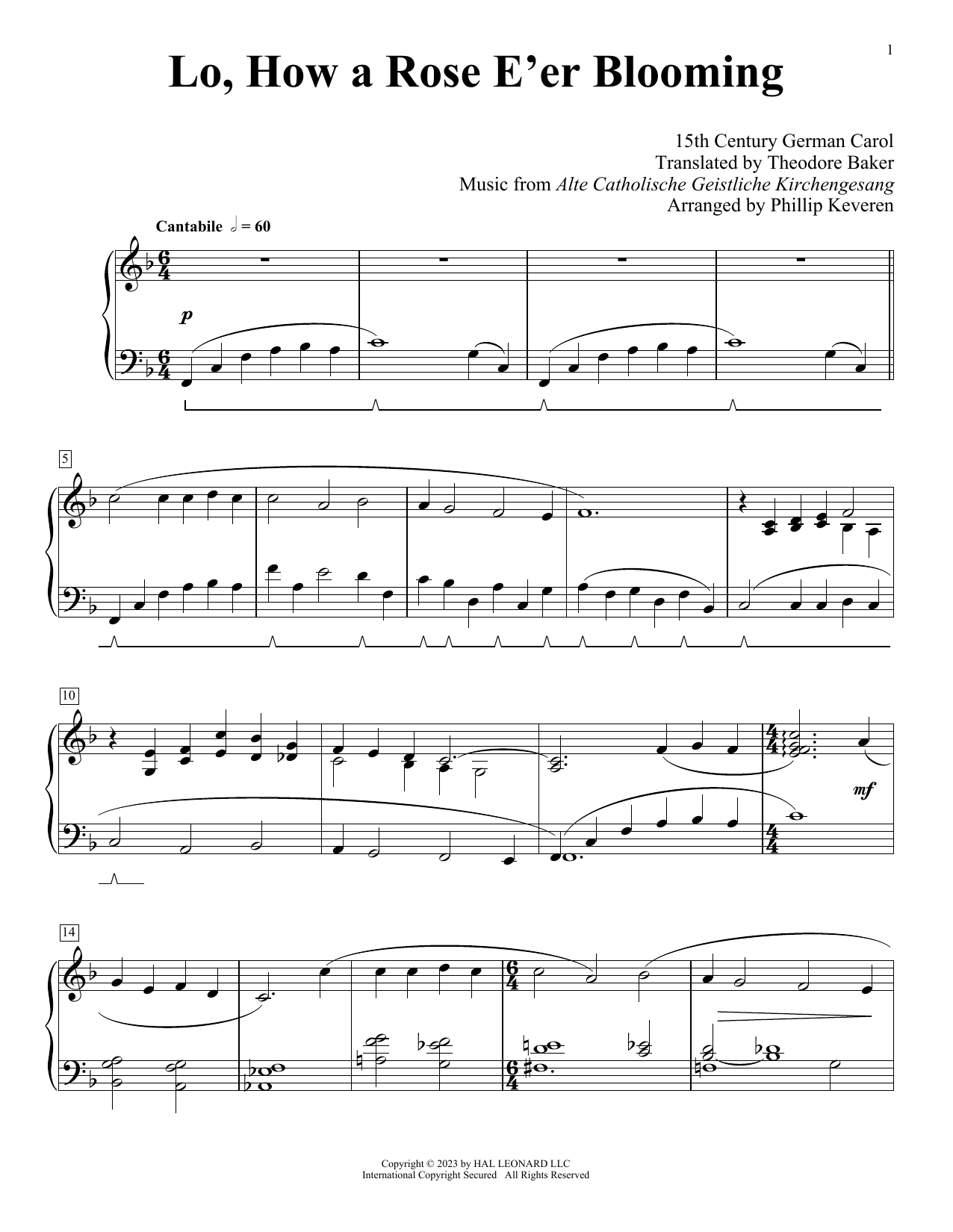 Product picture to: Lo, How A Rose E'er Blooming (arr. Phillip Keveren)