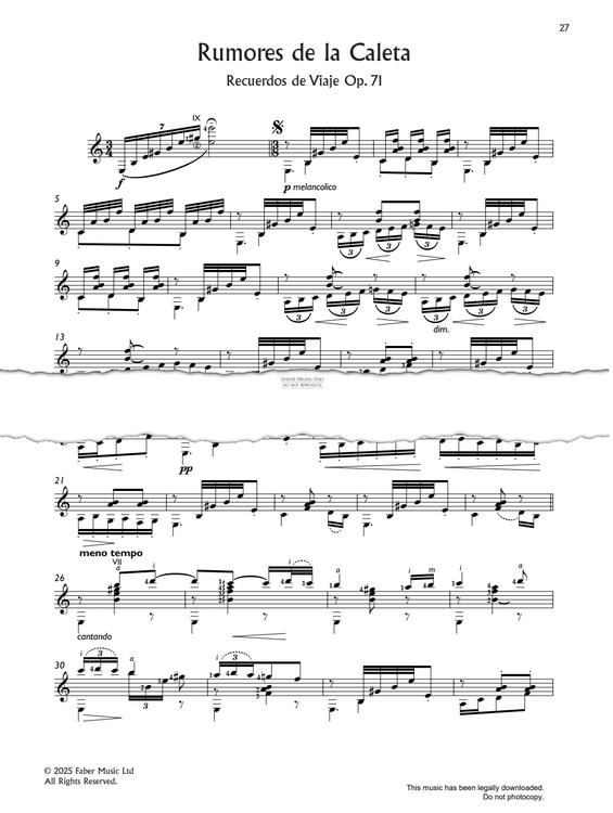 Produktgalerie: Seite 1 von 1 Rumores de la Caleta (from Recuerdos de Viaje Op. 71), Isaac Albeniz, Gitarre