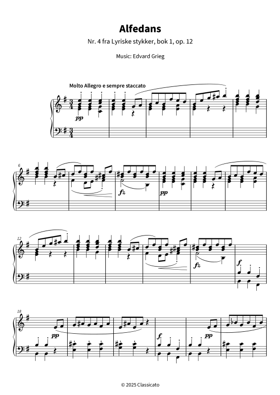 Product gallery: Page 1 of 7 Alfedans - Nr. 4 fra Lyriske stykker, bok 1, op. 12, , Piano Solo