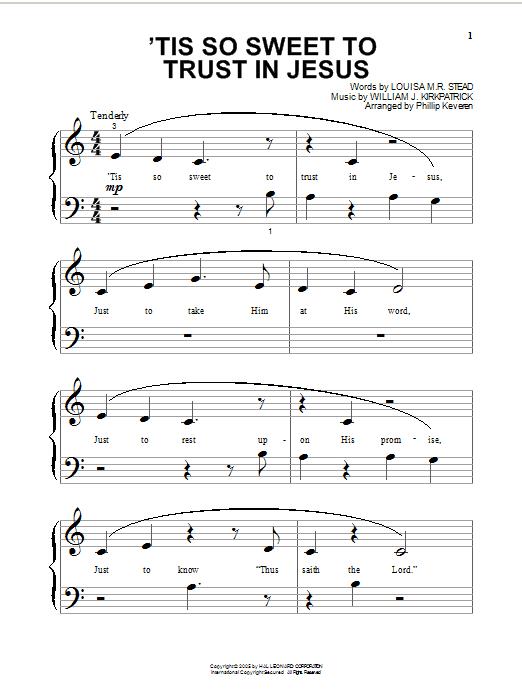 Produktgalerie: Seite 1 von 1 'Tis So Sweet To Trust In Jesus (arr. Phillip Keveren), Louisa M.R. Stead, Klavier