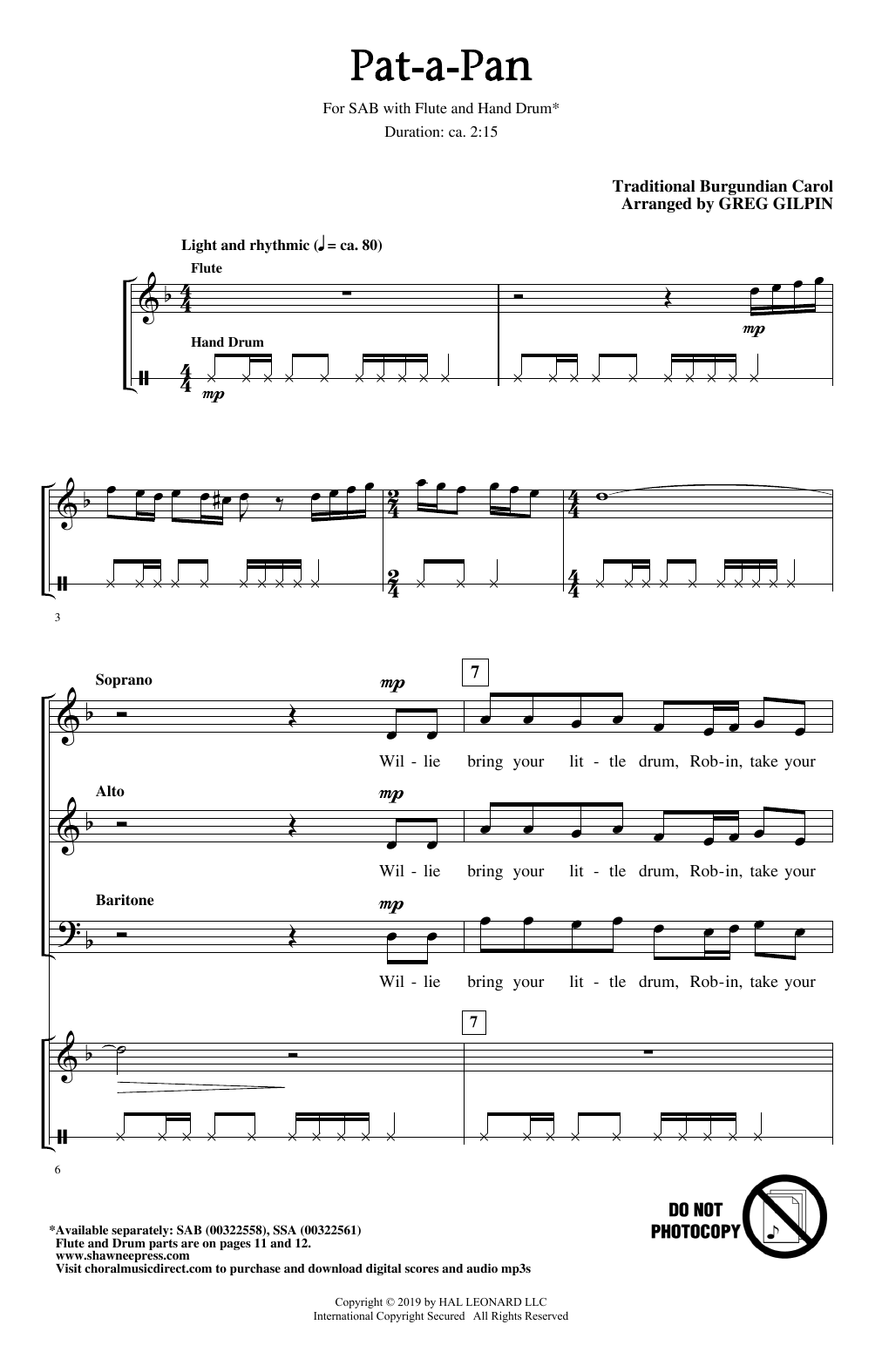 Product picture to: Pat-A-Pan (arr. Greg Gilpin)