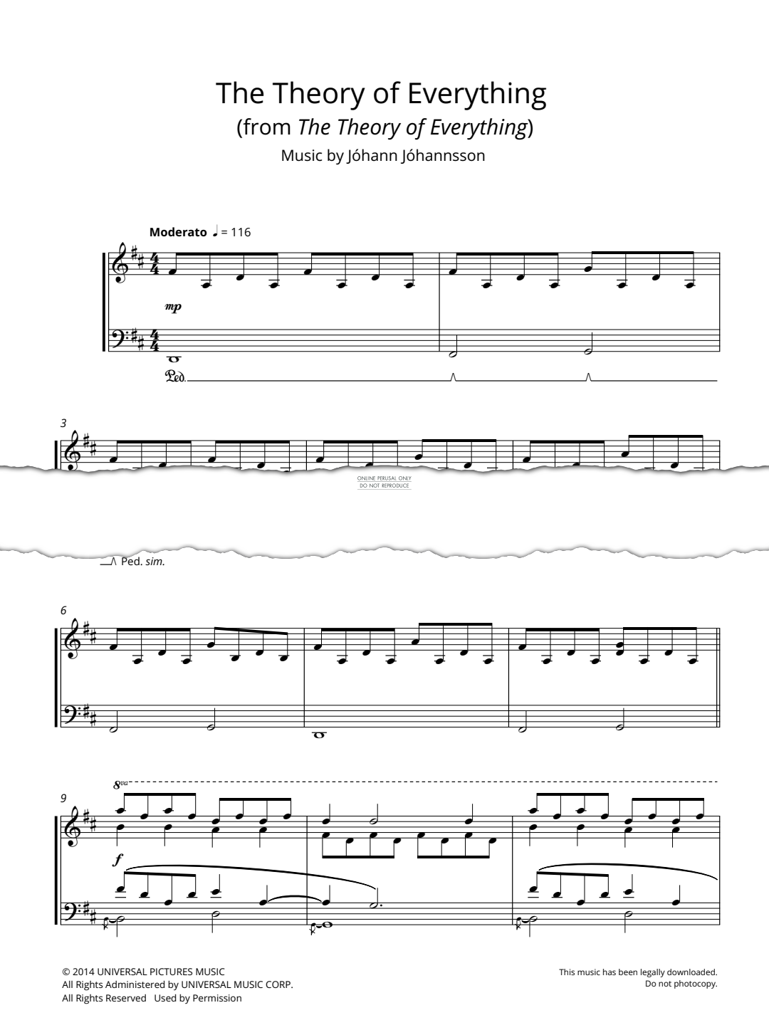 Produktgalerie: Seite 1 von 1 The Theory Of Everything (from 'The Theory Of Everything'), Jóhann Jóhannsson, Klavier