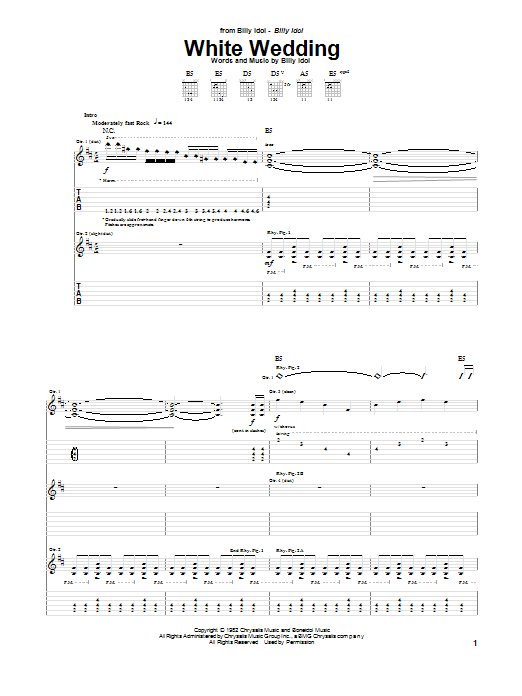 Produktgalerie: Seite 1 von 1 White Wedding, Billy Idol, Gitarre