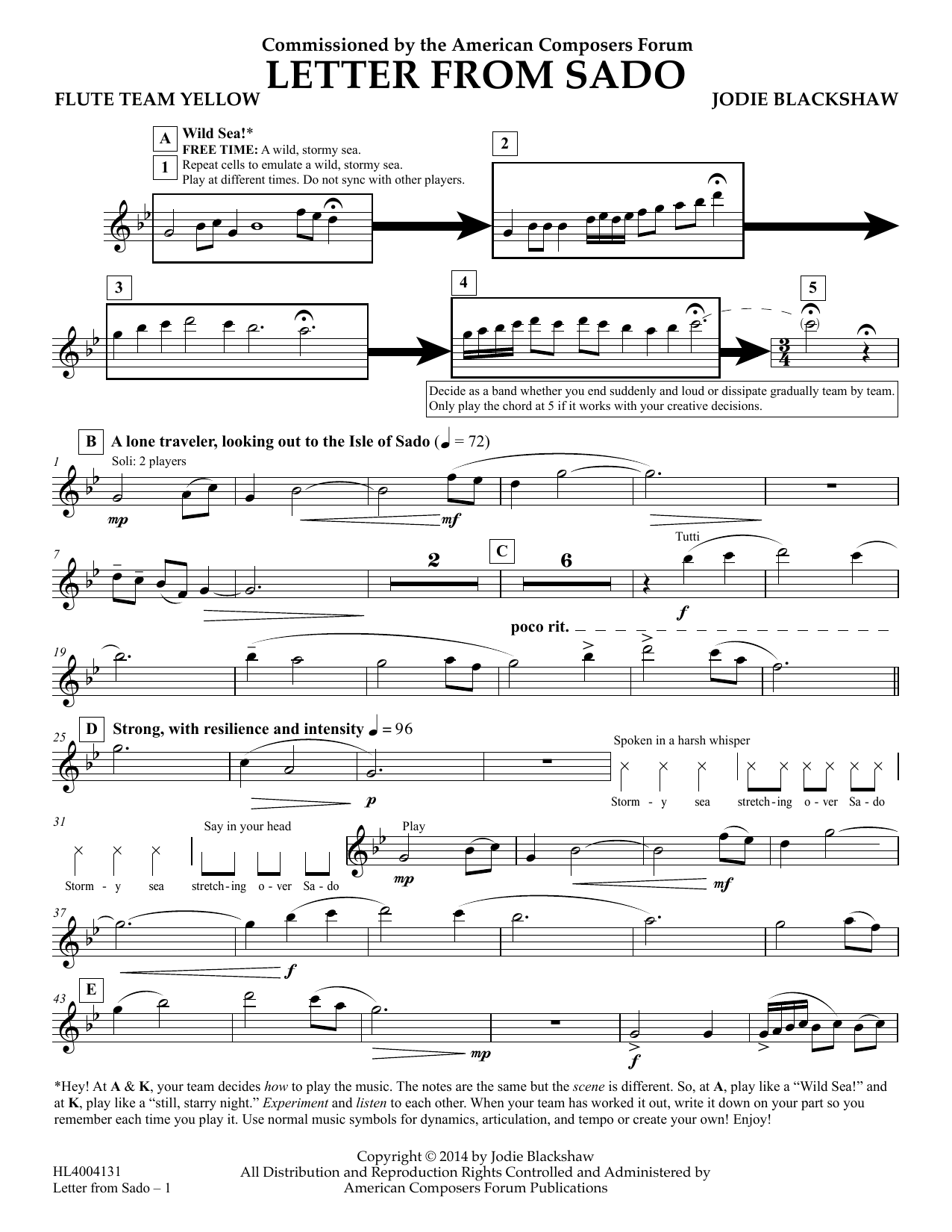 Product picture to: Letter from Sado - Flute Team Yellow