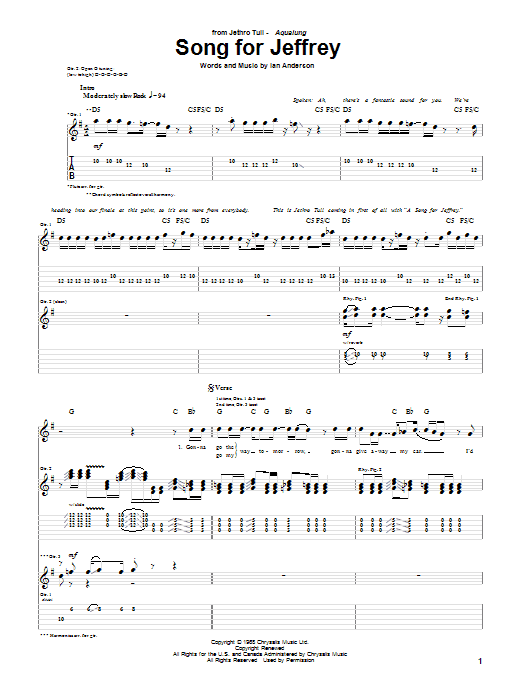 Produktgalerie: Seite 1 von 1 Song For Jeffrey, Jethro Tull, Gitarre
