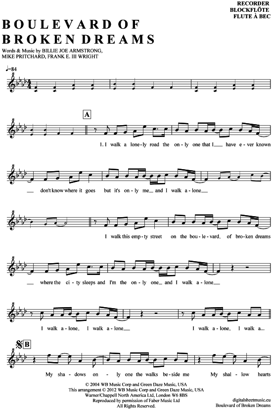 Product gallery: Page 1 of 4 Boulevard of broken dreams , Green Day, (recorder)