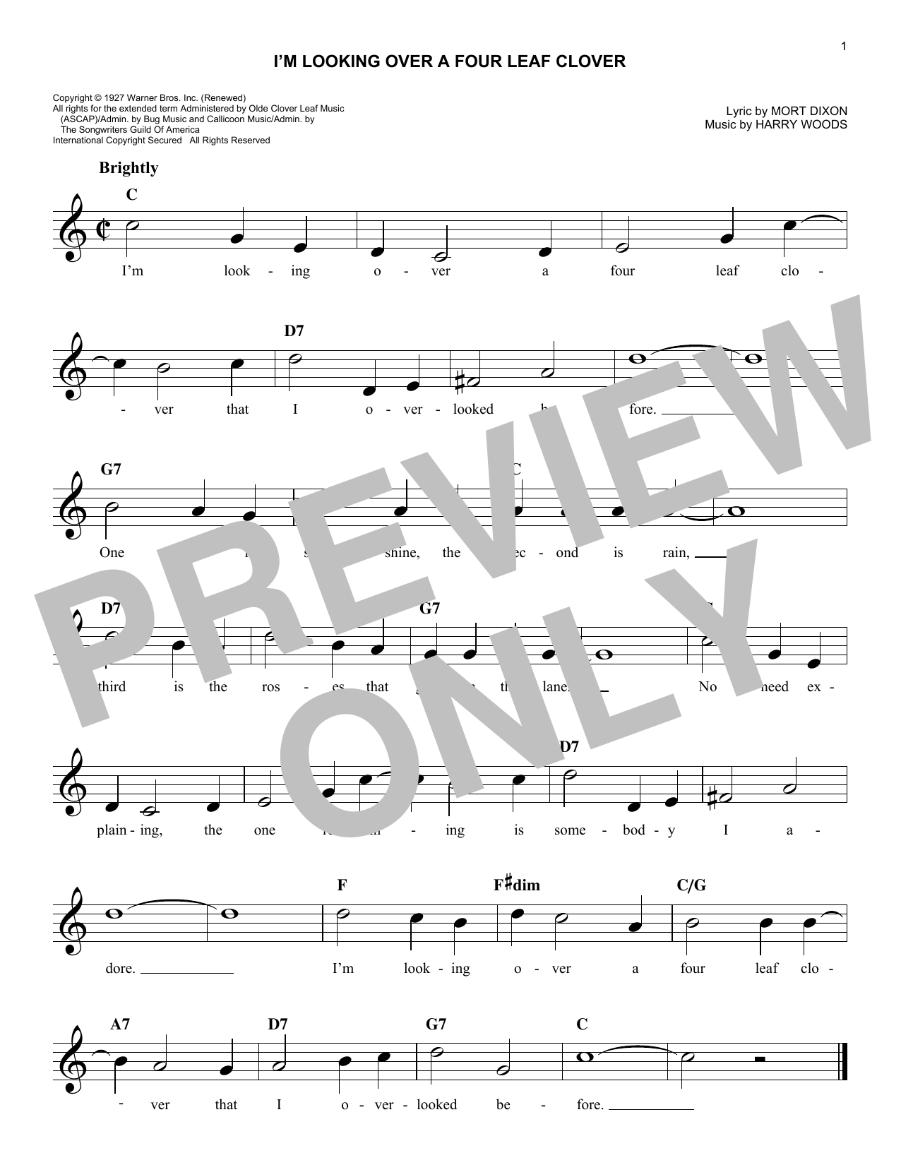 Product gallery: Page 1 of 1 I'm Looking Over A Four Leaf Clover, Harry Woods