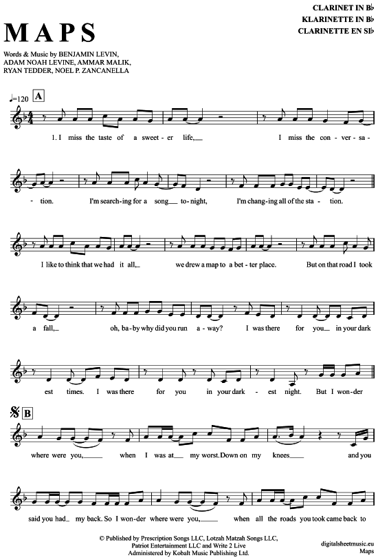 Product picture to: Maps Maroon 5