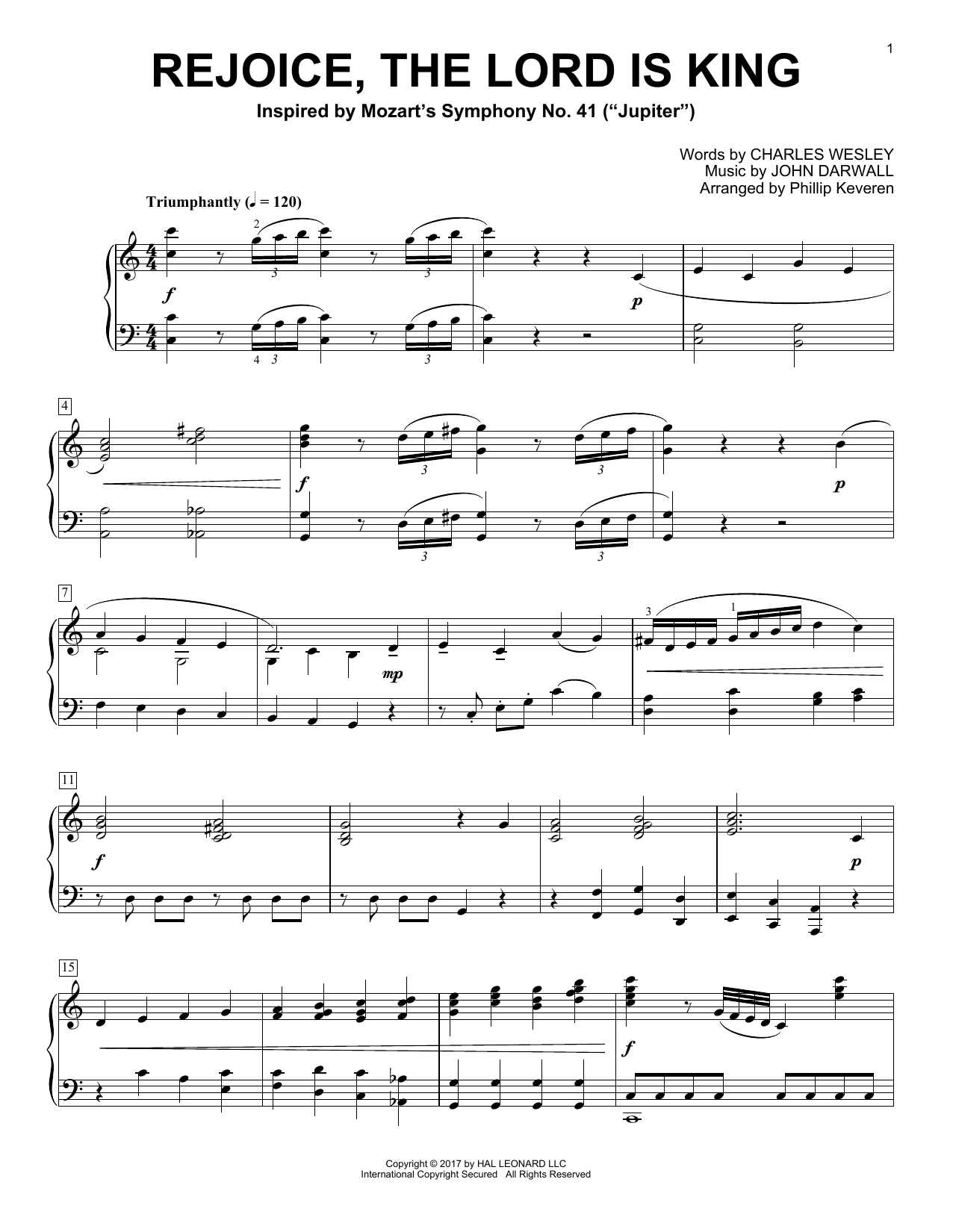 Product gallery: Page 1 of 1 Rejoice, The Lord Is King (arr. Phillip Keveren), Charles Wesley