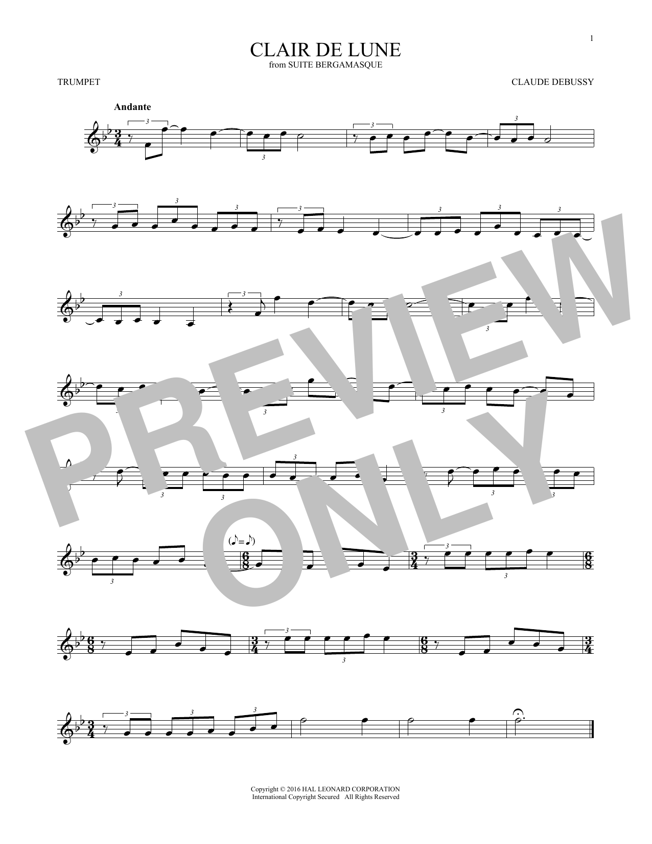 Produktgalerie: Seite 1 von 1 Clair De Lune, Claude Debussy, Trompete