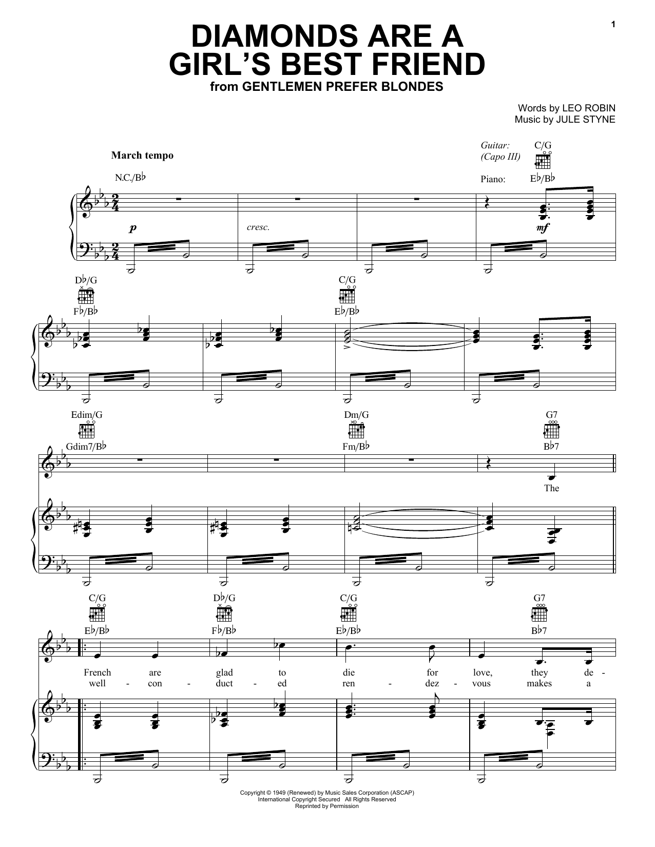Produktbild zu: Diamonds Are A Girl's Best Friend (from Gentlemen Prefer Blondes Musical)