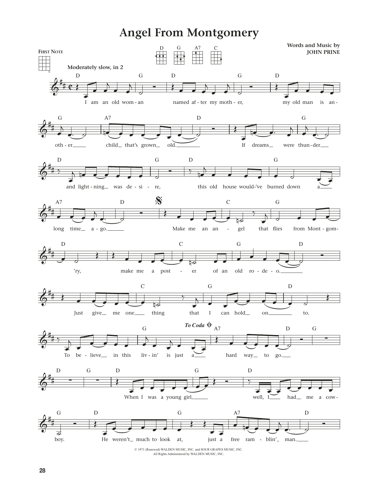 Product gallery: Page 1 of 1 Angel From Montgomery (from The Daily Ukulele) (arr. Jim Beloff), Bonnie Raitt
