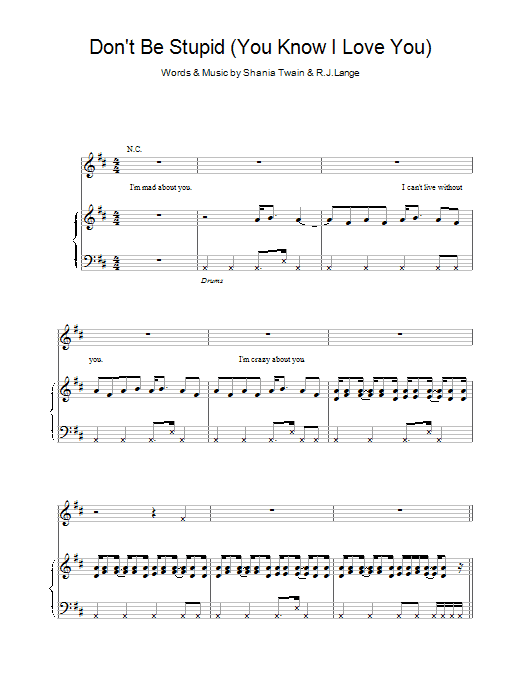 Produktgalerie: Seite 1 von 1 Don't Be Stupid (You Know I Love You), Shania Twain, Gesang, Gitarre, Klavier