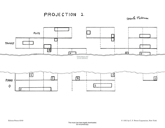 Produktgalerie: Seite 1 von 1 Projection 2, Morton Feldman, Flöte, Klavier, Trompete, Violine, Violoncello
