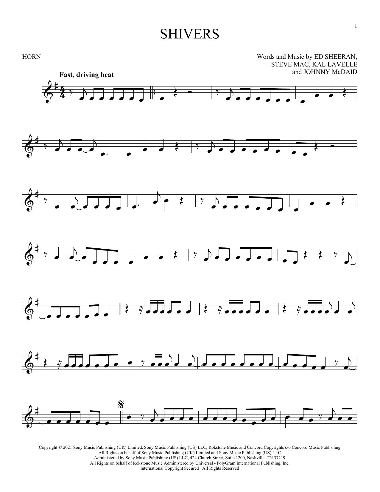 Produktgalerie: Seite 1 von 1 Shivers, Ed Sheeran, Horn