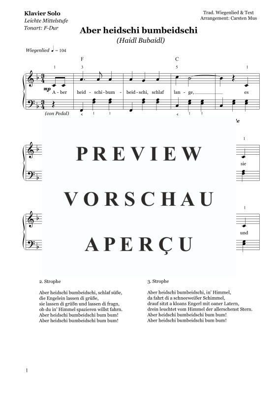 Produktgalerie: Seite 2 von 3 Aber Heidschi Bumbeidschi (Haidl Bubaidl), , Klavier Solo