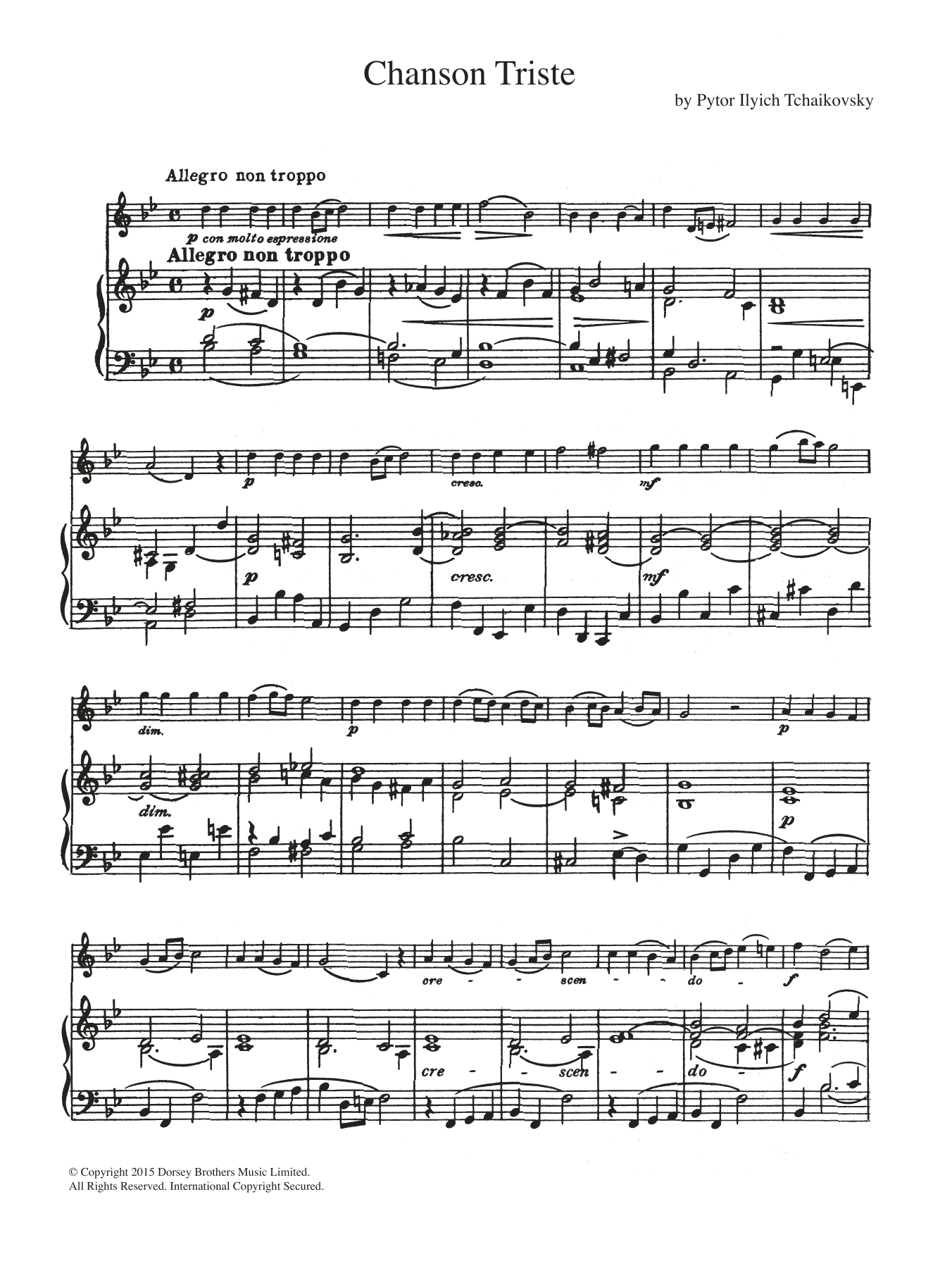 Product gallery: Page 1 of 1 Chanson Triste, Pyotr Il'yich Tchaikovsky