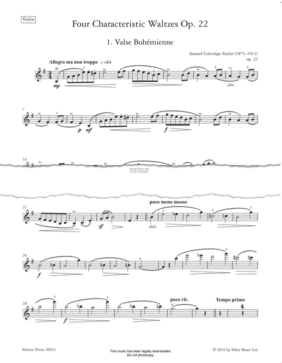 Product picture to: Valse Bohémienne (from 'Four Characteristic Waltzes Op.22')