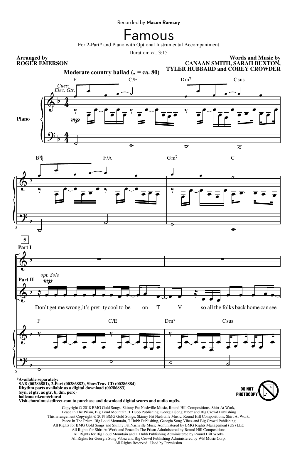 Product picture to: Famous (arr. Roger Emerson)