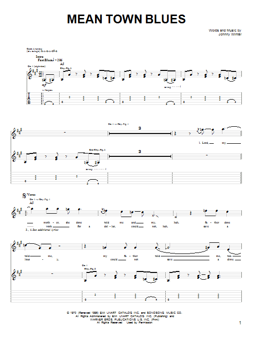 Product gallery: Page 1 of 1 Mean Town Blues, Johnny Winter