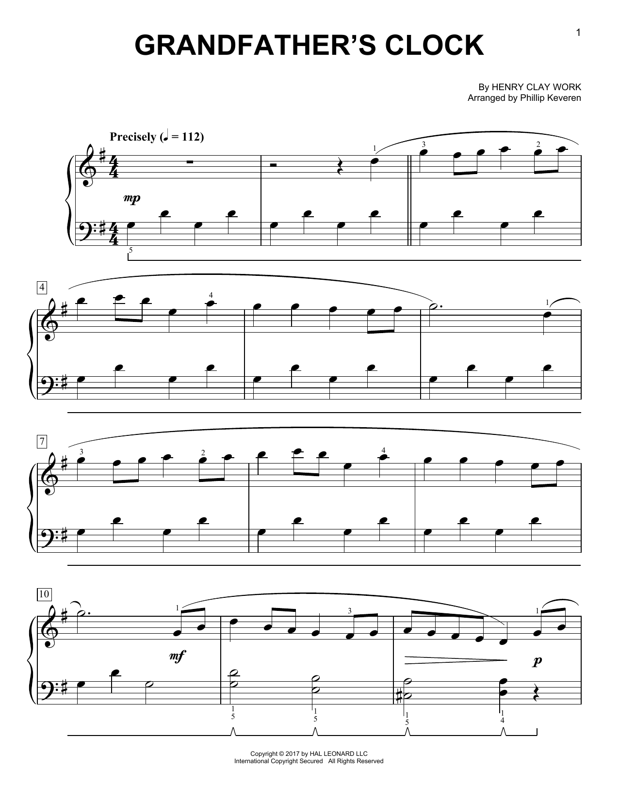 Product picture to: Grandfather's Clock [Classical version] (arr. Phillip Keveren)
