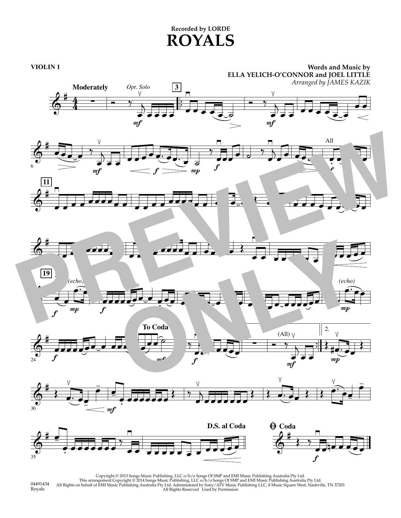 Produktbild zu: Royals - Violin 1