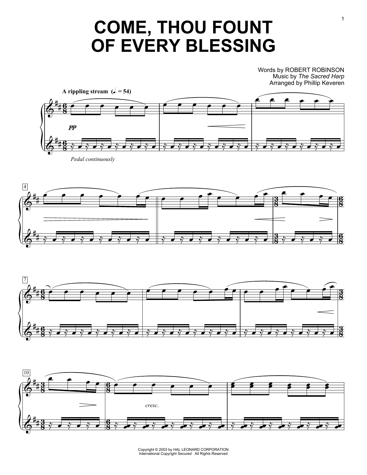 Product gallery: Page 1 of 1 Come, Thou Fount of Every Blessing (arr. Phillip Keveren), Robert Robinson