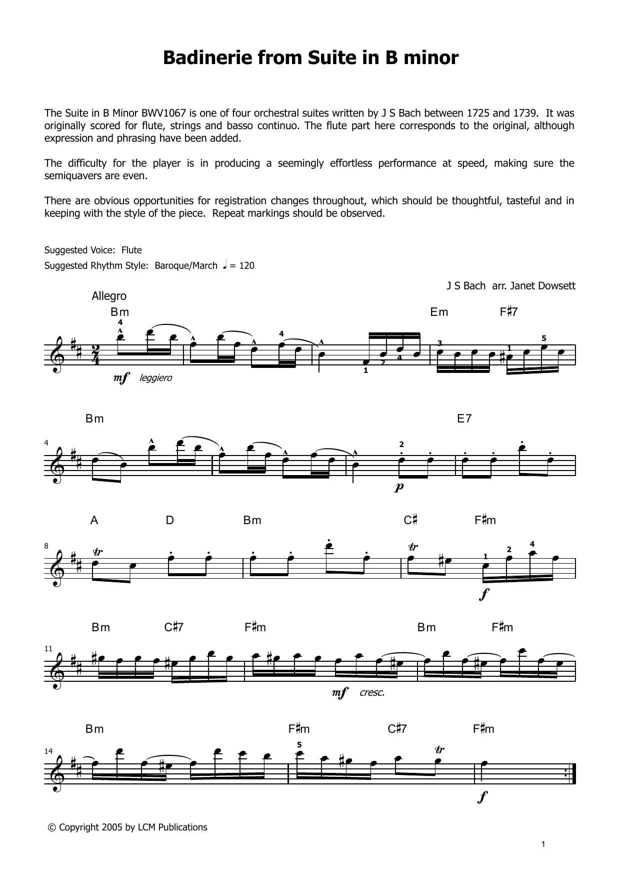 Produktgalerie: Seite 1 von 1 Bardenerie From Suite in B Minor (from LCME Electronic Keyboard Grade 8 List A), J.S. Bach, Klavier