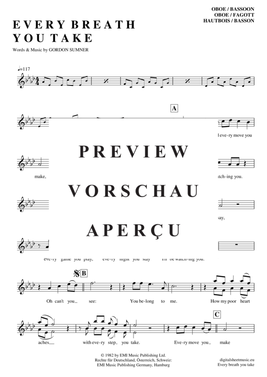 Produktgalerie: Seite 2 von 4 Every breath you take , Police, The, (Oboe)