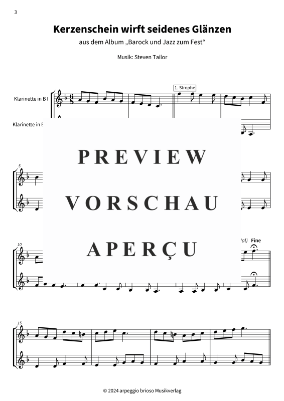 Product gallery: Page 5 of 8 Kerzenschein wirft seidenes Glänzen - aus dem Album Barock und Jazz zum Fest, , (Clarinet duet)