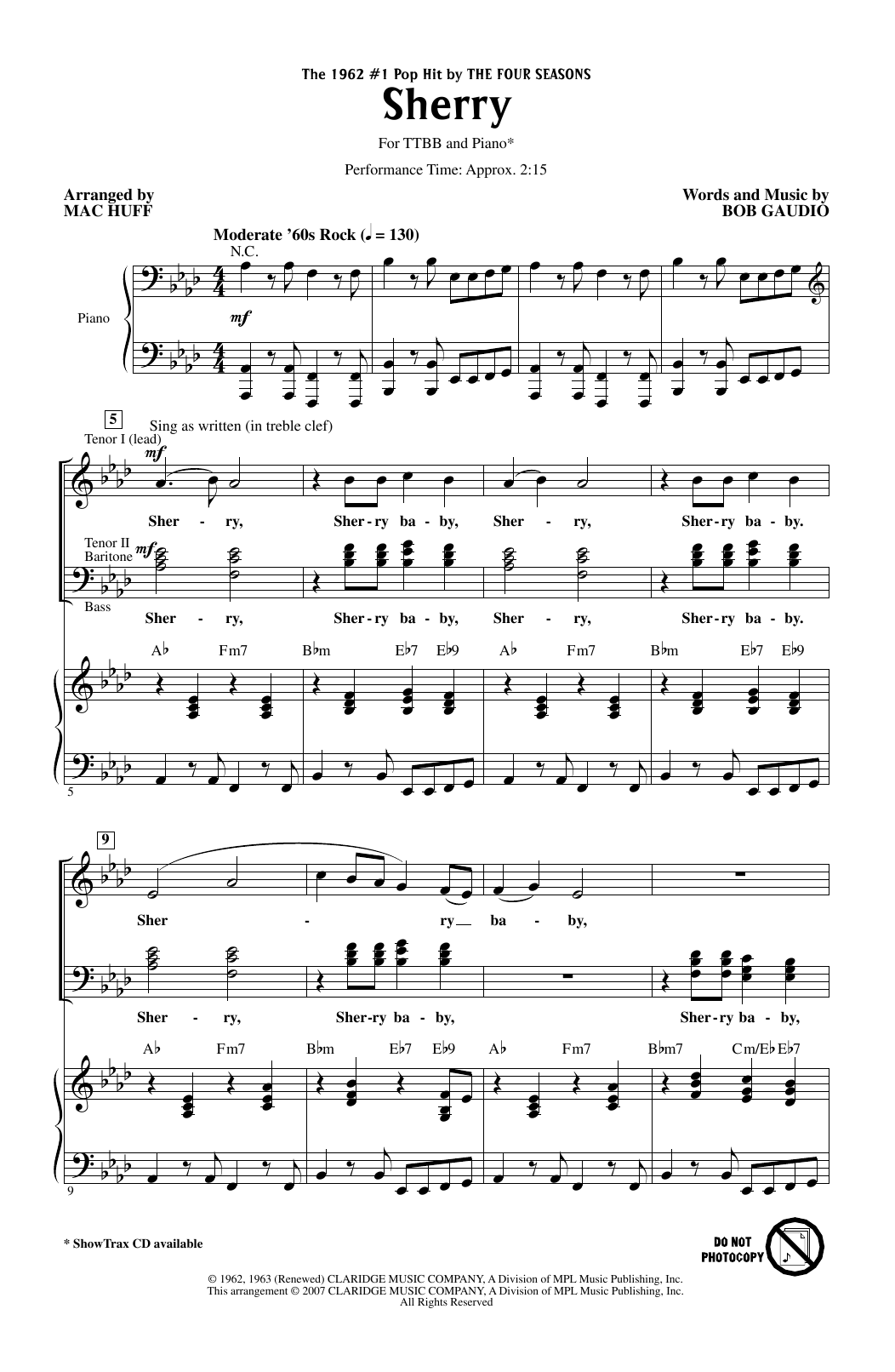 Produktbild zu: Sherry (arr. Mac Huff)