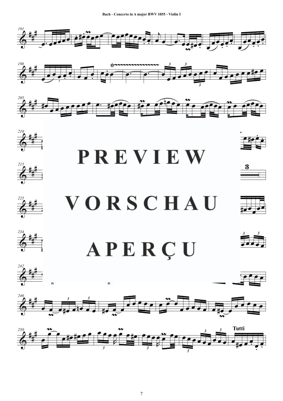 Product gallery: Page 8 of 11 Concerto in A-Dur BWV 1055, , String Quartet - Individual Parts