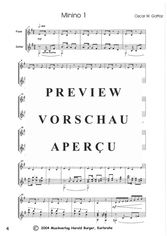 gallery: Sechs Mininos - Sechs Stücke für Flöte & Gitarre, , Querflöte und Gitarre - Partitur