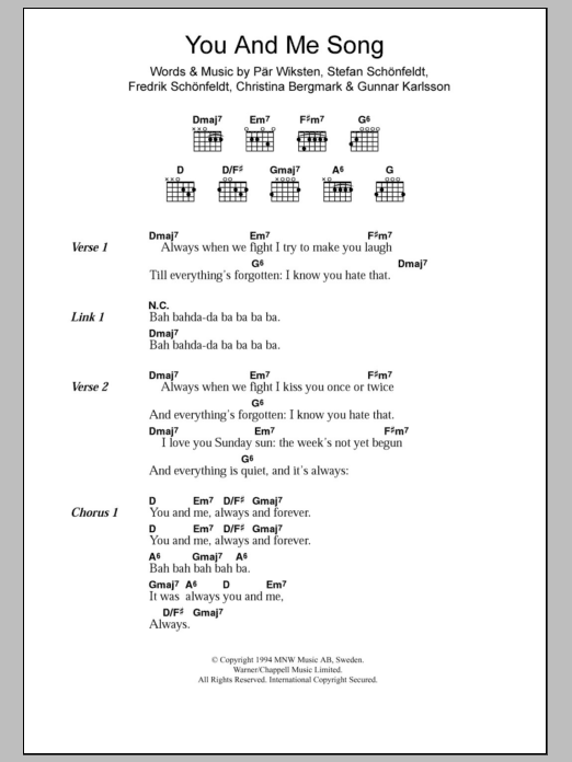 Product picture to:  You And Me Song - The Wannadies