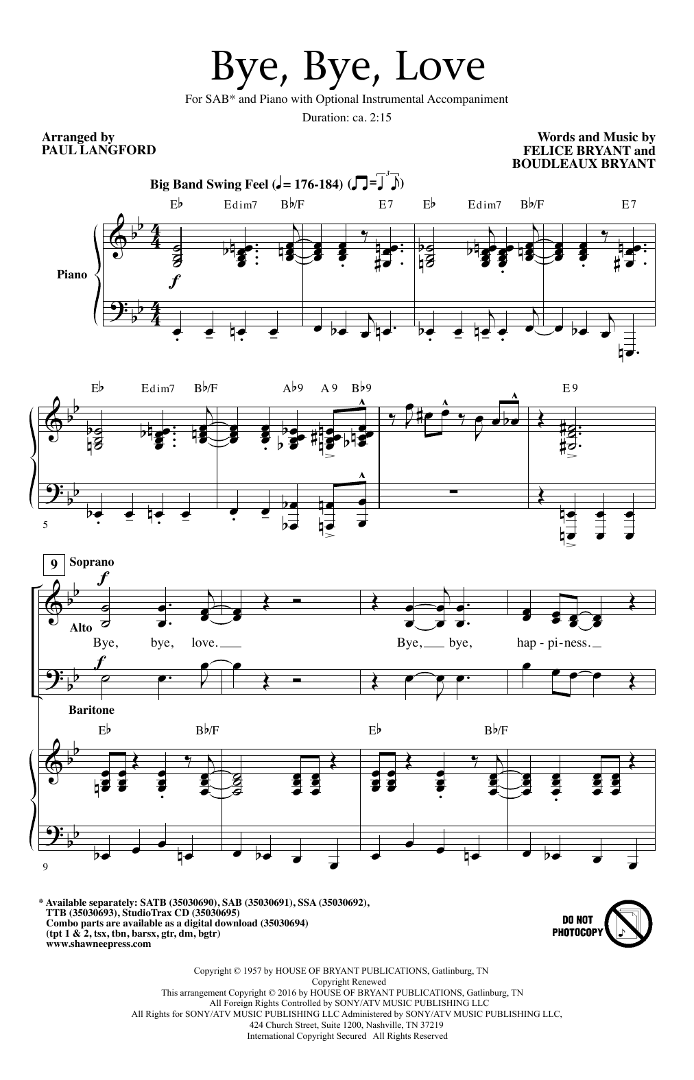 Produktgalerie: Seite 1 von 1 Bye Bye Love, Paul Langford, Chor