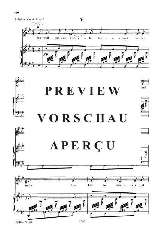 Product gallery: Page 2 of 3 Ich will meine seele tauchen, Op.48 No.5, , Low Voice and Piano