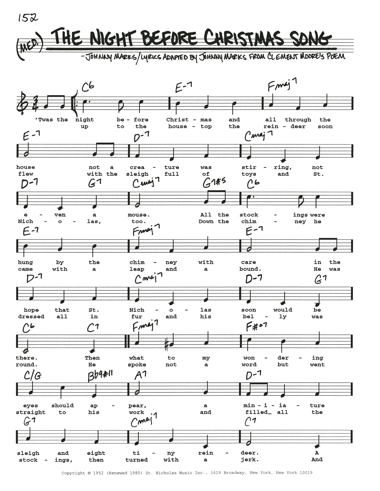 Product gallery: Page 1 of 1 The Night Before Christmas Song, Johnny Marks
