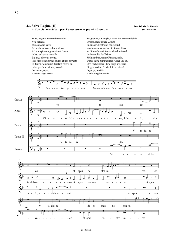 Product picture to: Salve Regina (II)Tomás Luis de Victoria