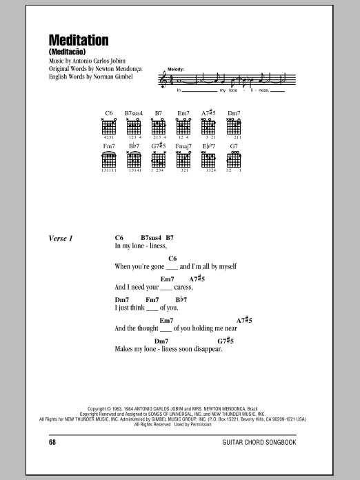 Produktgalerie: Seite 1 von 1 Meditation (Meditacao), Antonio Carlos Jobim, Gitarre