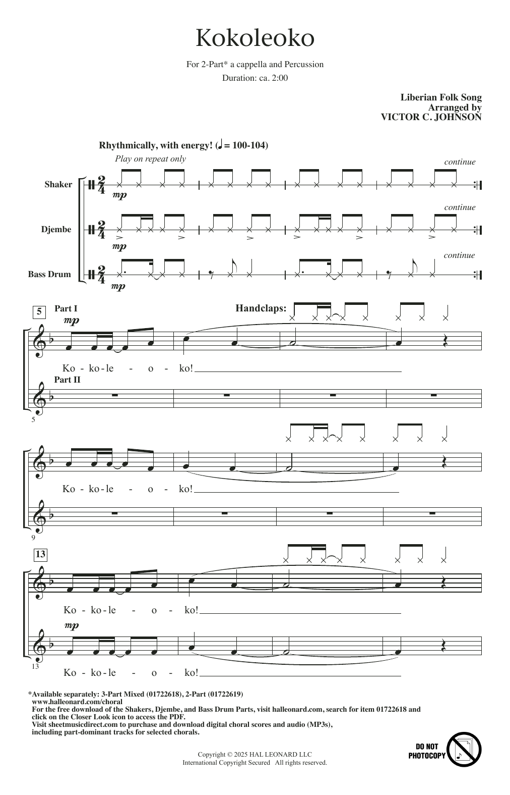 Product picture to: Kokoleoko (arr. Victor Johnson)