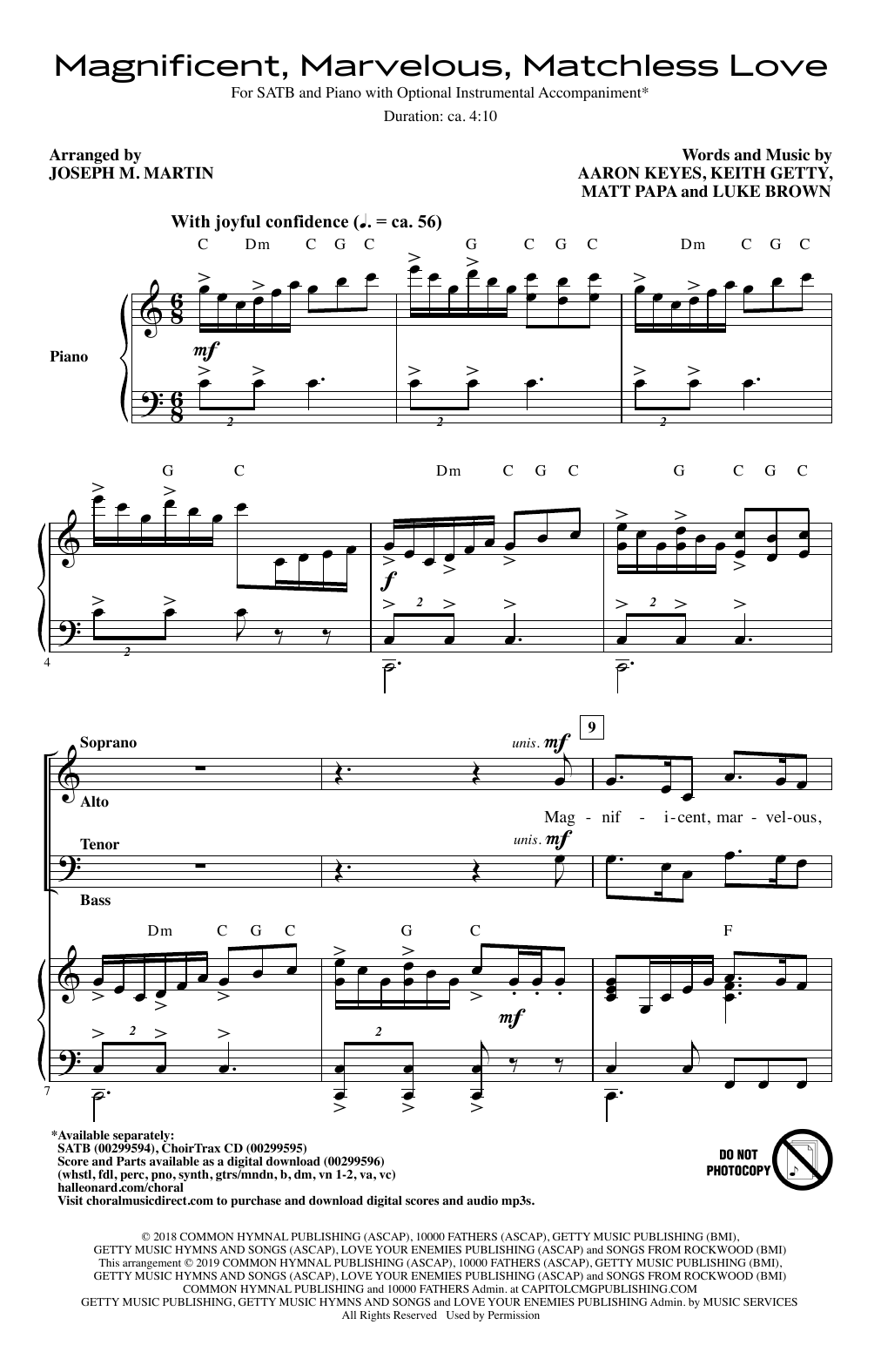 Product gallery: Page 1 of 1 Magnificent, Marvelous, Matchless Love (arr. Joseph M. Martin), Keith and Kristyn Getty