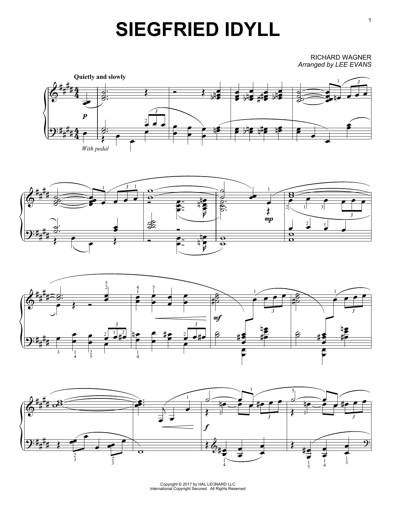 Product gallery: Page 1 of 1 Siegried Idyll (arr. Lee Evans), Richard Wagner
