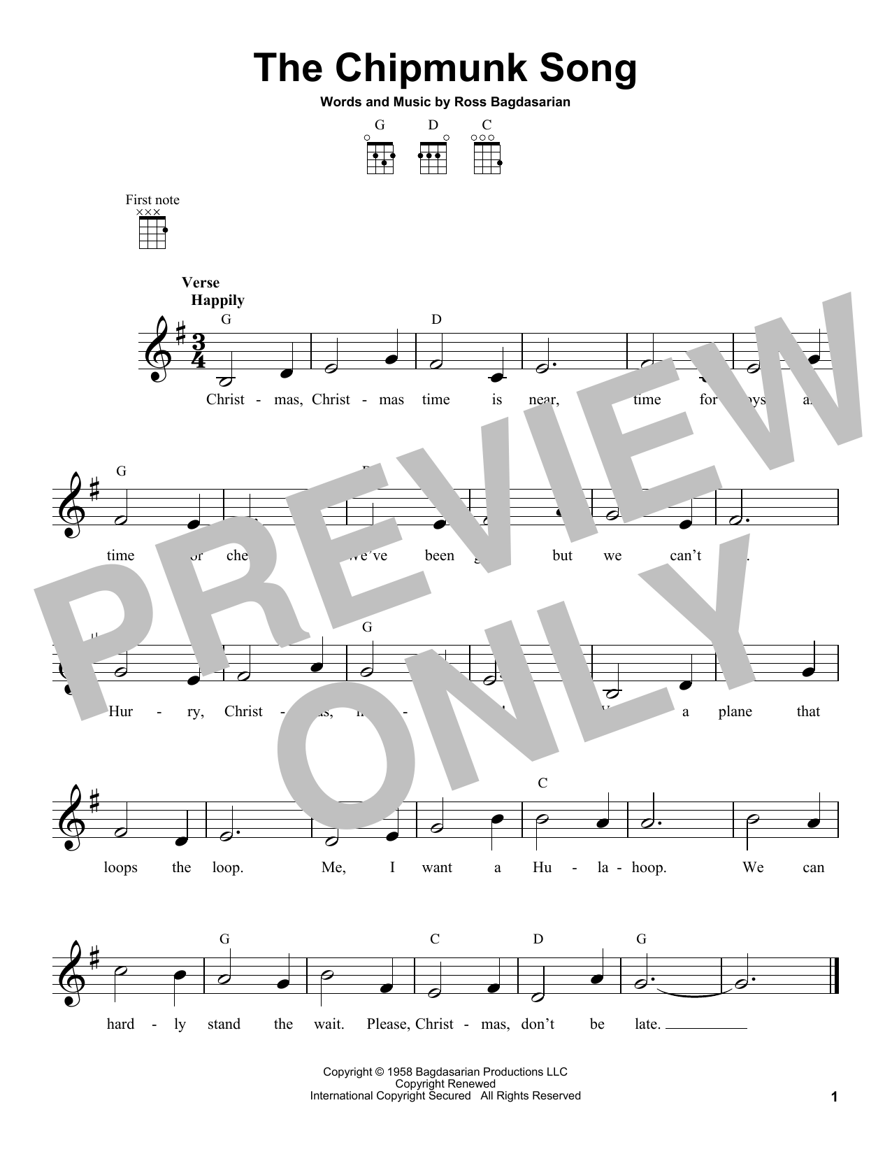 Product gallery: Page 1 of 1 The Chipmunk Song, Alvin And The Chipmunks