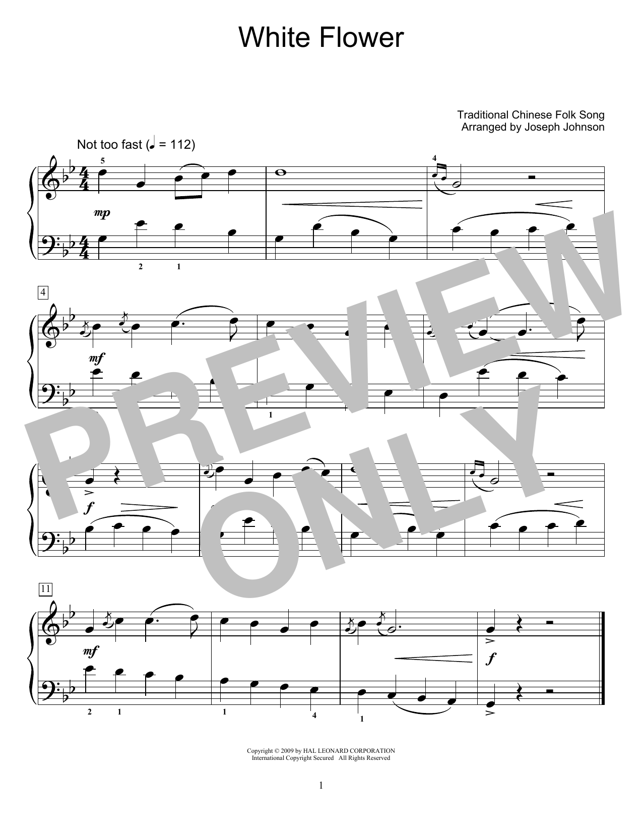 Product gallery: Page 1 of 1 White Flower (arr. Joseph Johnson), Traditional Chinese Folk Song
